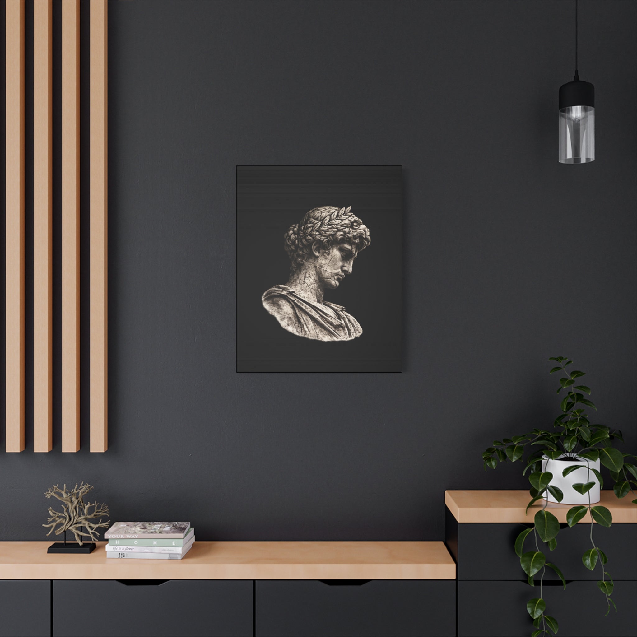 Classical Roman Bust Matte Canvas Wall Art — Stretched Gallery Canvas - Sculpted Heritage