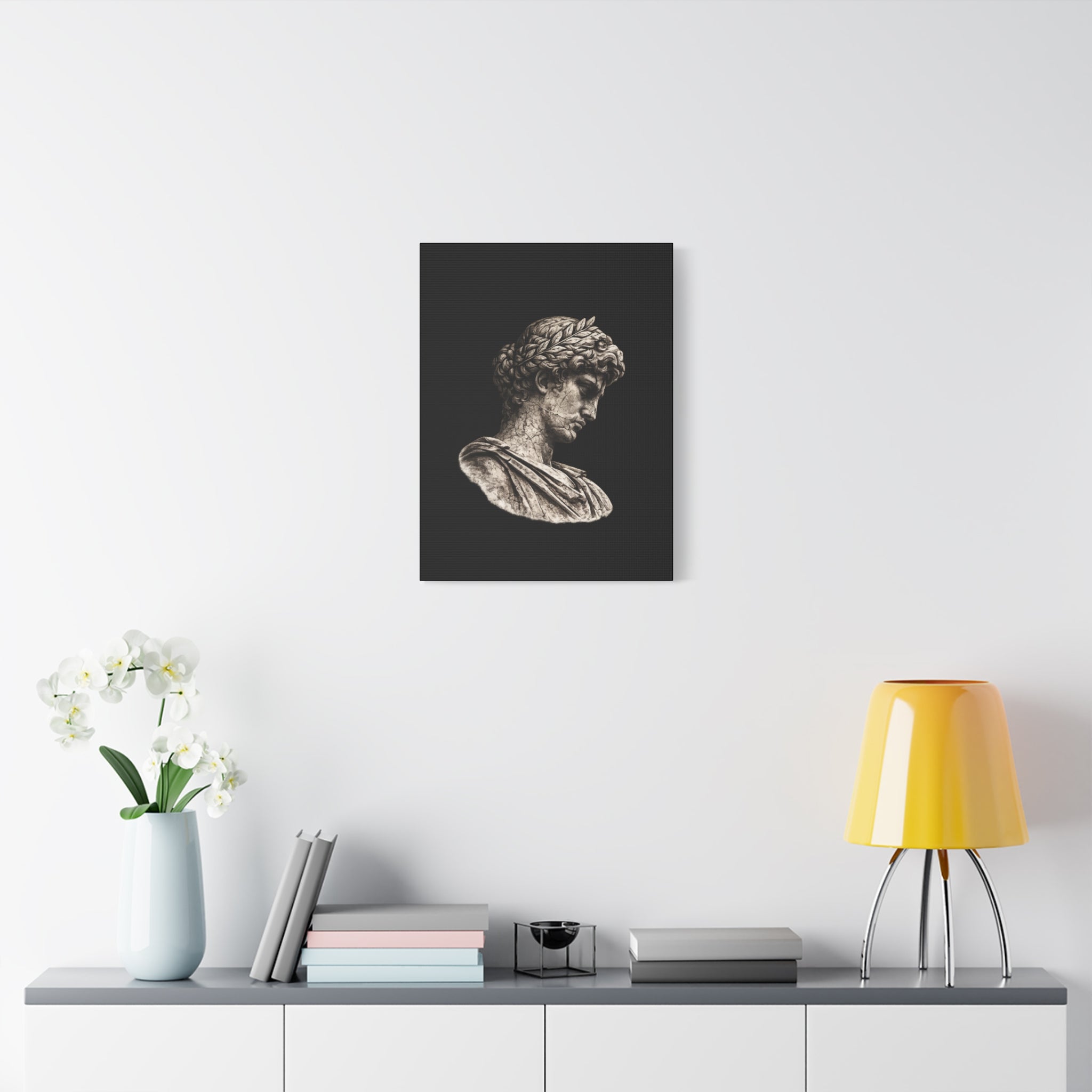 Classical Roman Bust Matte Canvas Wall Art — Stretched Gallery Canvas - Sculpted Heritage