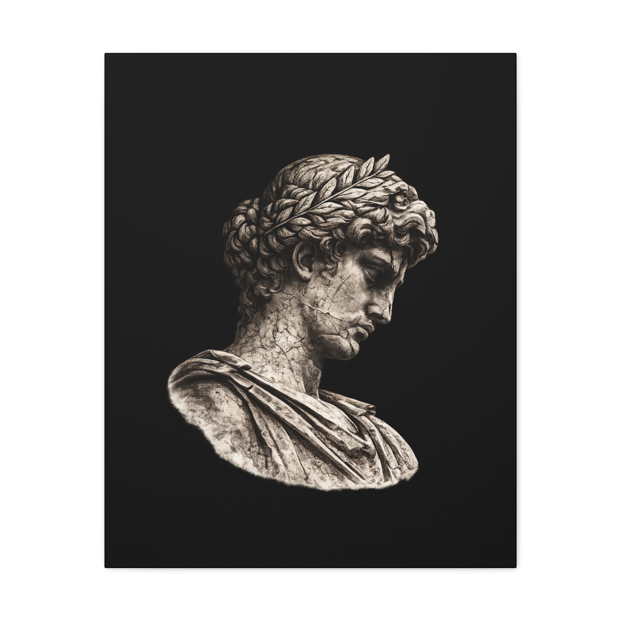 Classical Roman Bust Matte Canvas Wall Art — Stretched Gallery Canvas - Sculpted Heritage