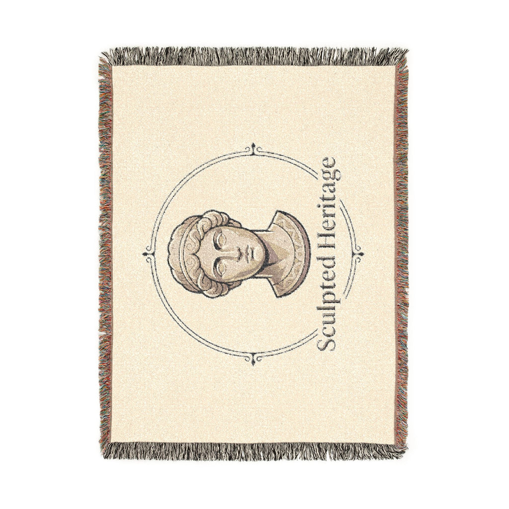 Sculpted Heritage Woven Blanket — Classical Bust Throw Blanket - Sculpted Heritage