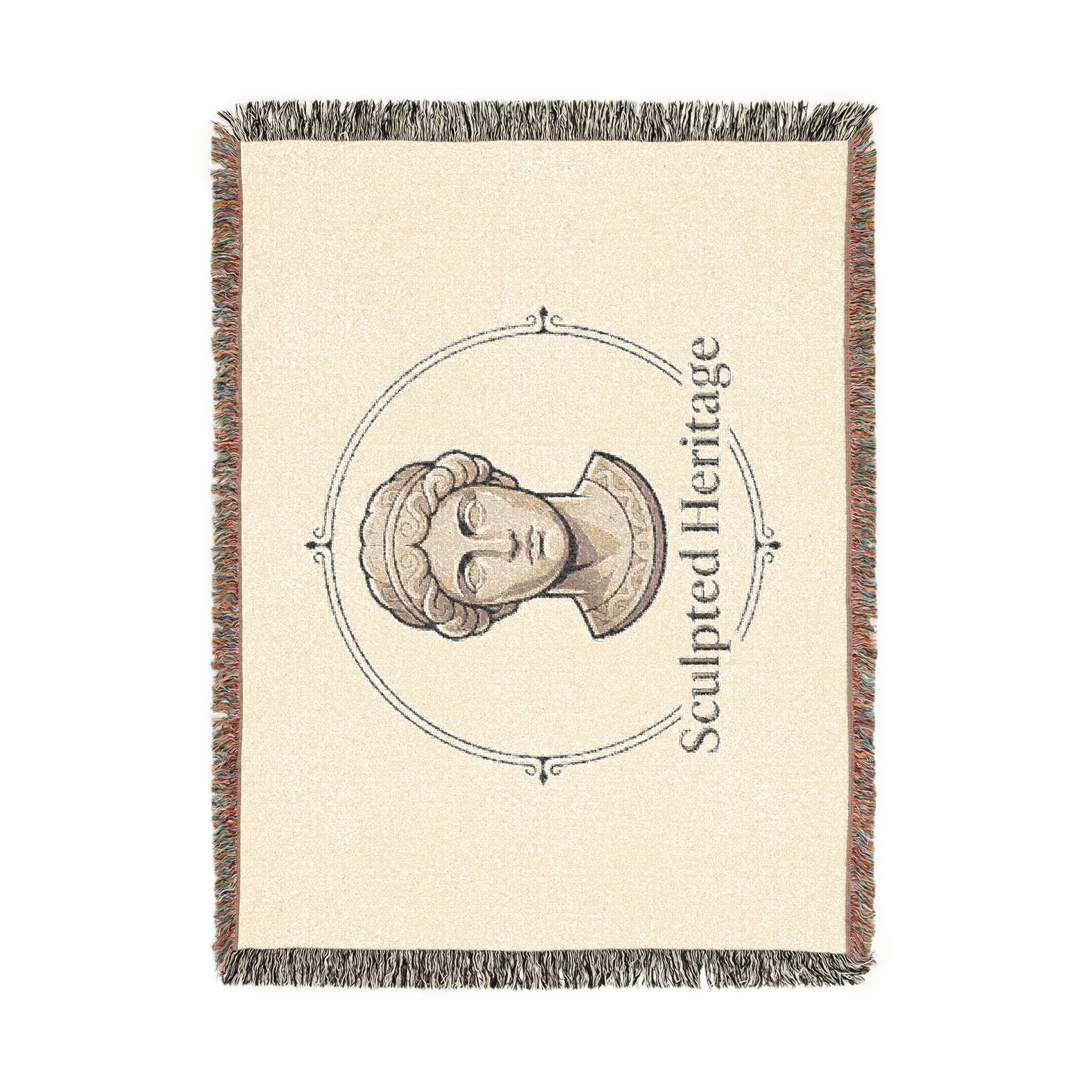 Sculpted Heritage Woven Blanket — Classical Bust Throw Blanket - Sculpted Heritage