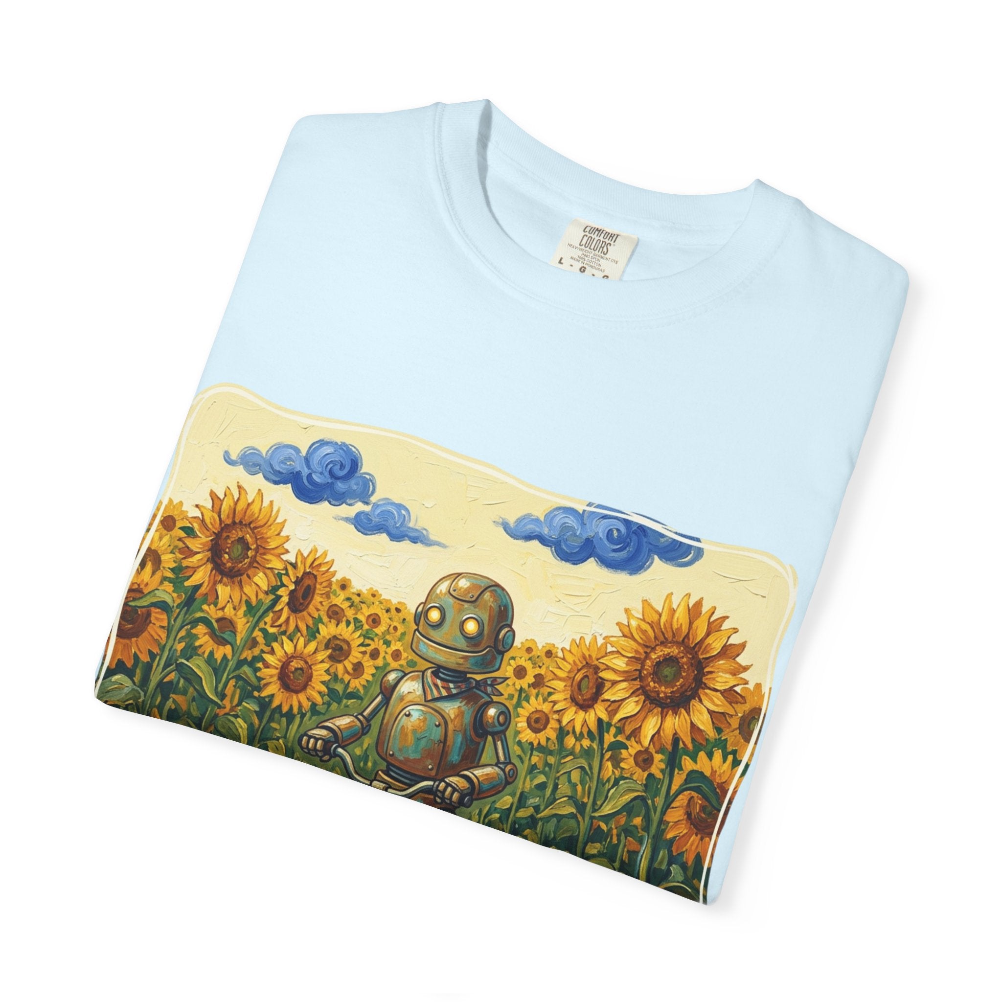 Sunflower Path Robot Biker T-Shirt - Sculpted Heritage