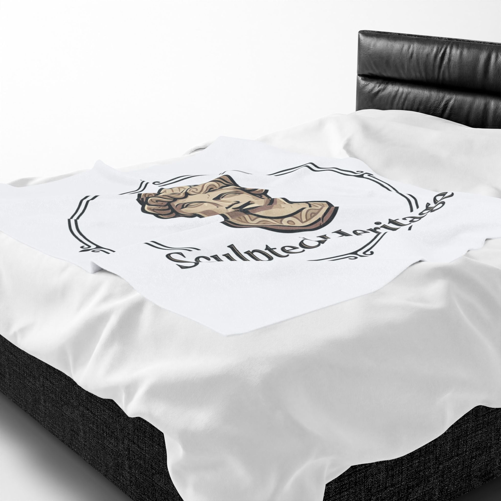 Velveteen Plush Blanket — Sculpted Heritage Roman Bust Throw - Sculpted Heritage