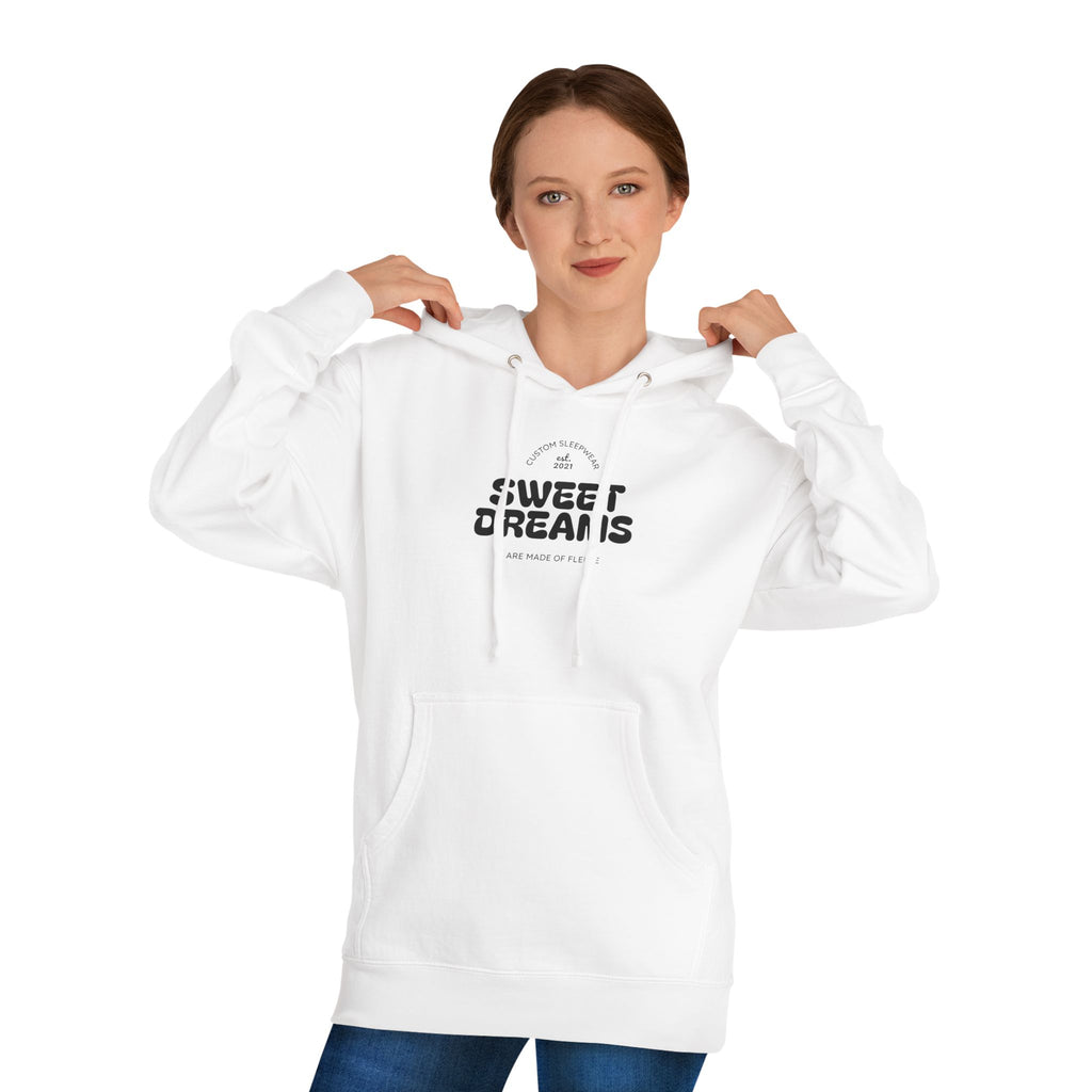 Sweet Dreams Hoodie — Cozy White Pullover with Retro 'SWEET DREAMS' Typography - Sculpted Heritage