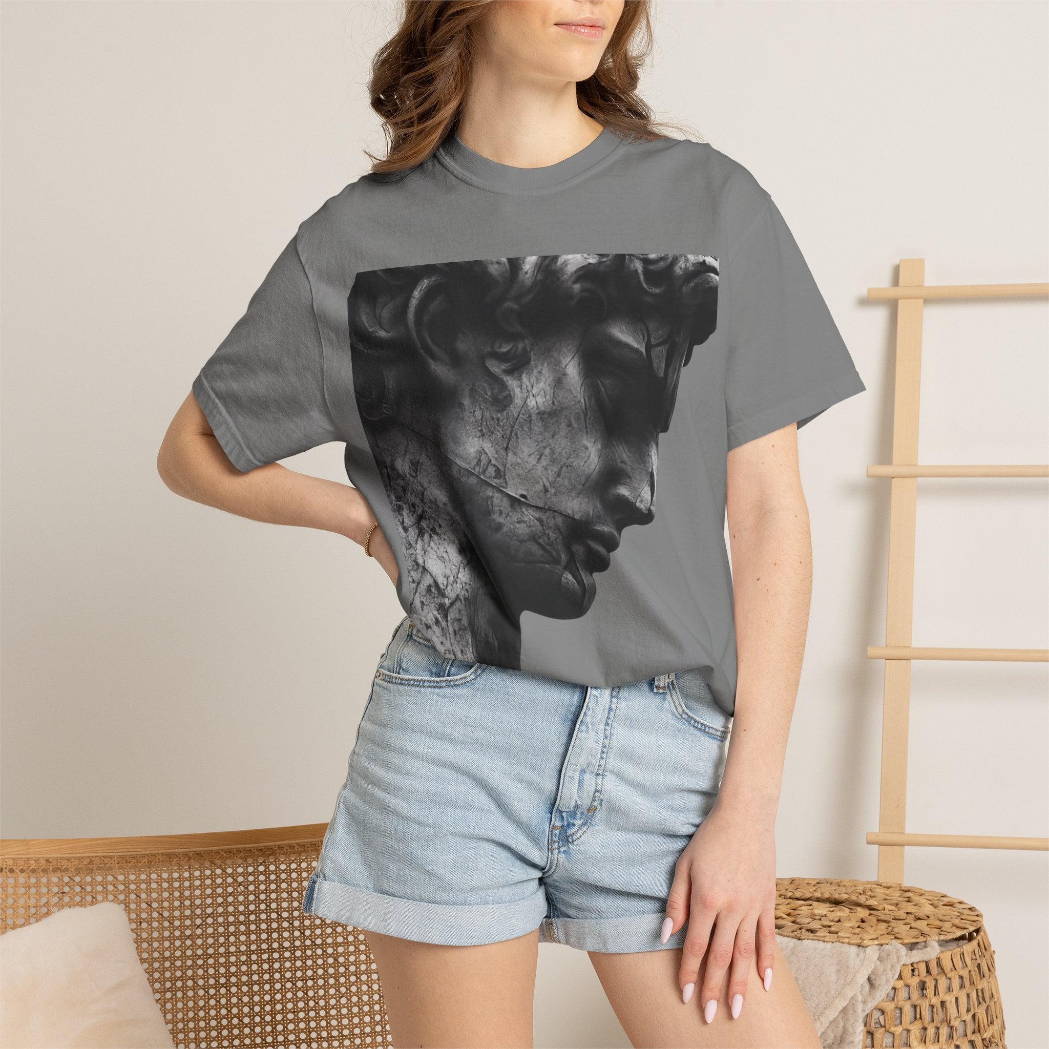 Classical Sculpture Profile T-Shirt — Vintage Monochrome Art Tee - Sculpted Heritage