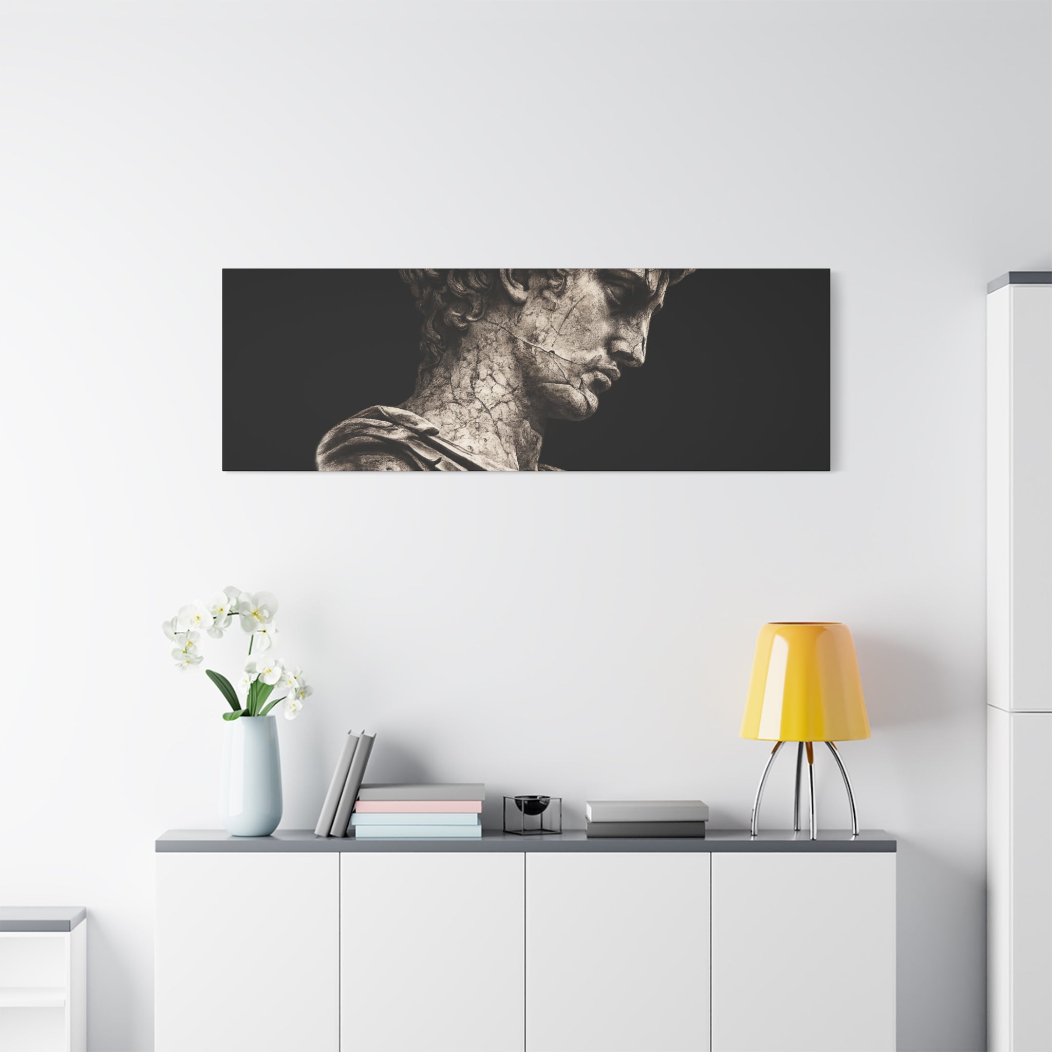 Classical Roman Bust Matte Canvas Wall Art — Stretched Gallery Canvas - Sculpted Heritage