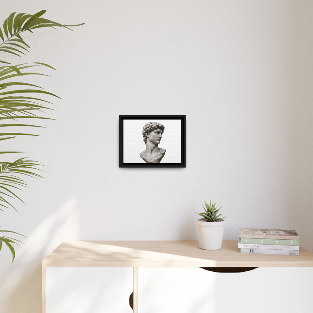 Framed Matte Canvas Print — Classical David Bust Sculpture - Sculpted Heritage