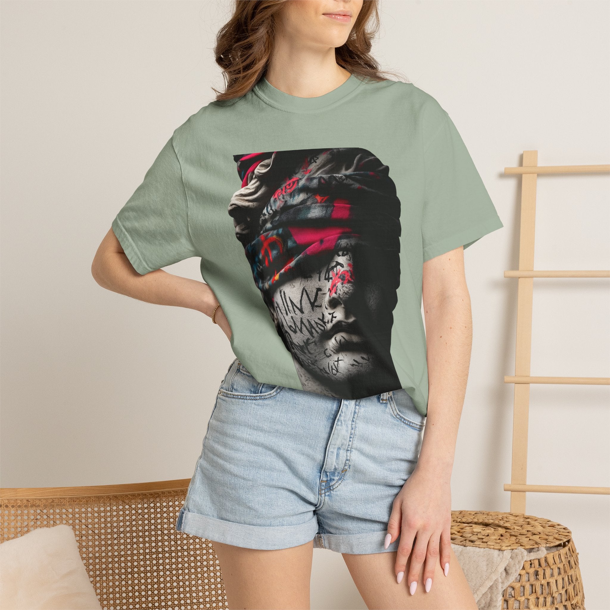 Sculpted Heritage T-Shirt — Street Art Blindfolded Bust Design - Sculpted Heritage