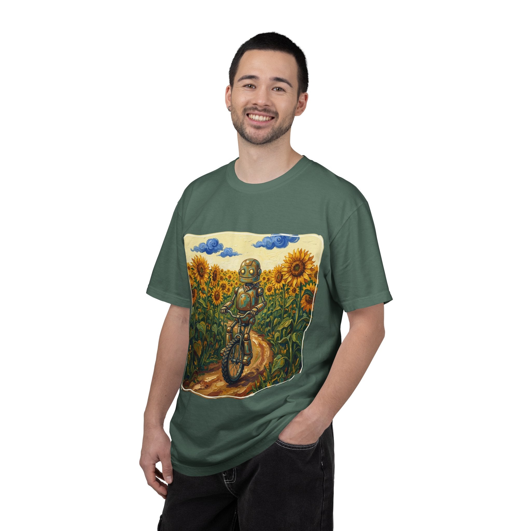 Sunflower Path Robot Biker T-Shirt - Sculpted Heritage