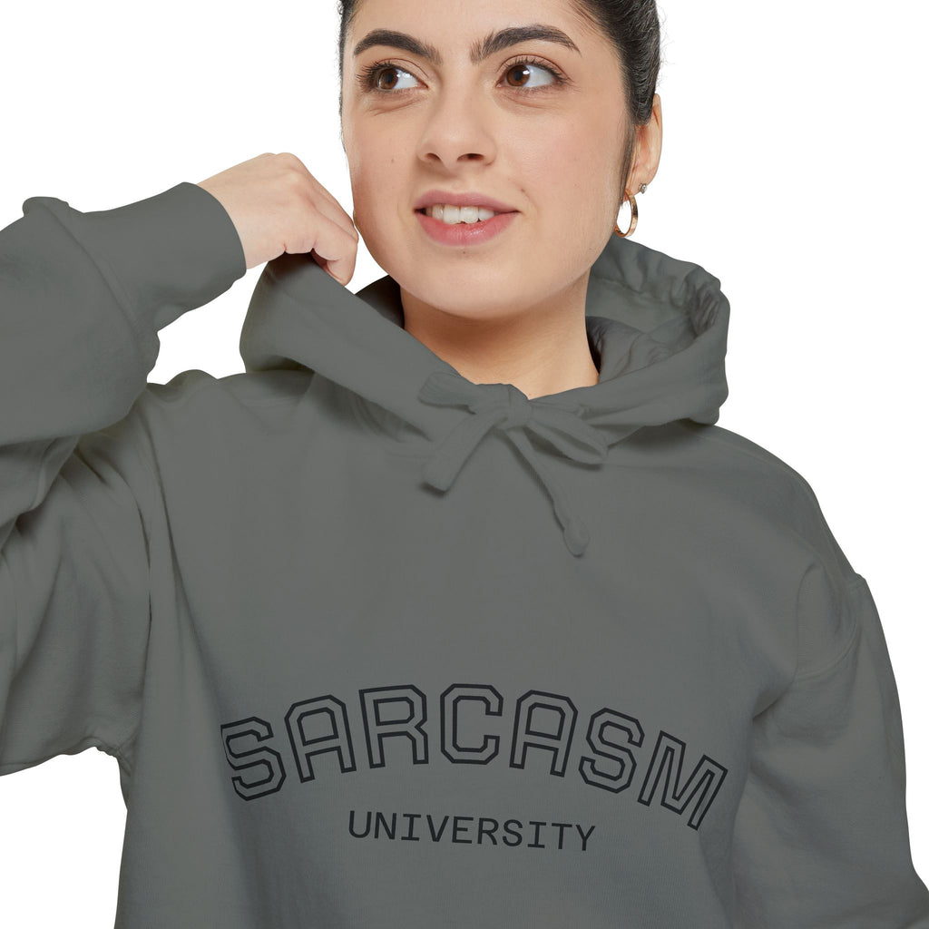 Sarcasm University Hoodie — Funny Collegiate Pullover - Sculpted Heritage