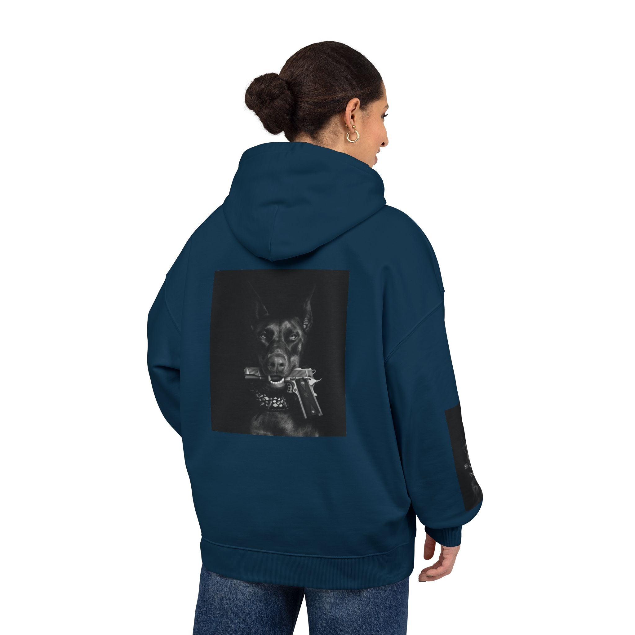 Moody Black Dog Photo Print Hoodie - Sculpted Heritage