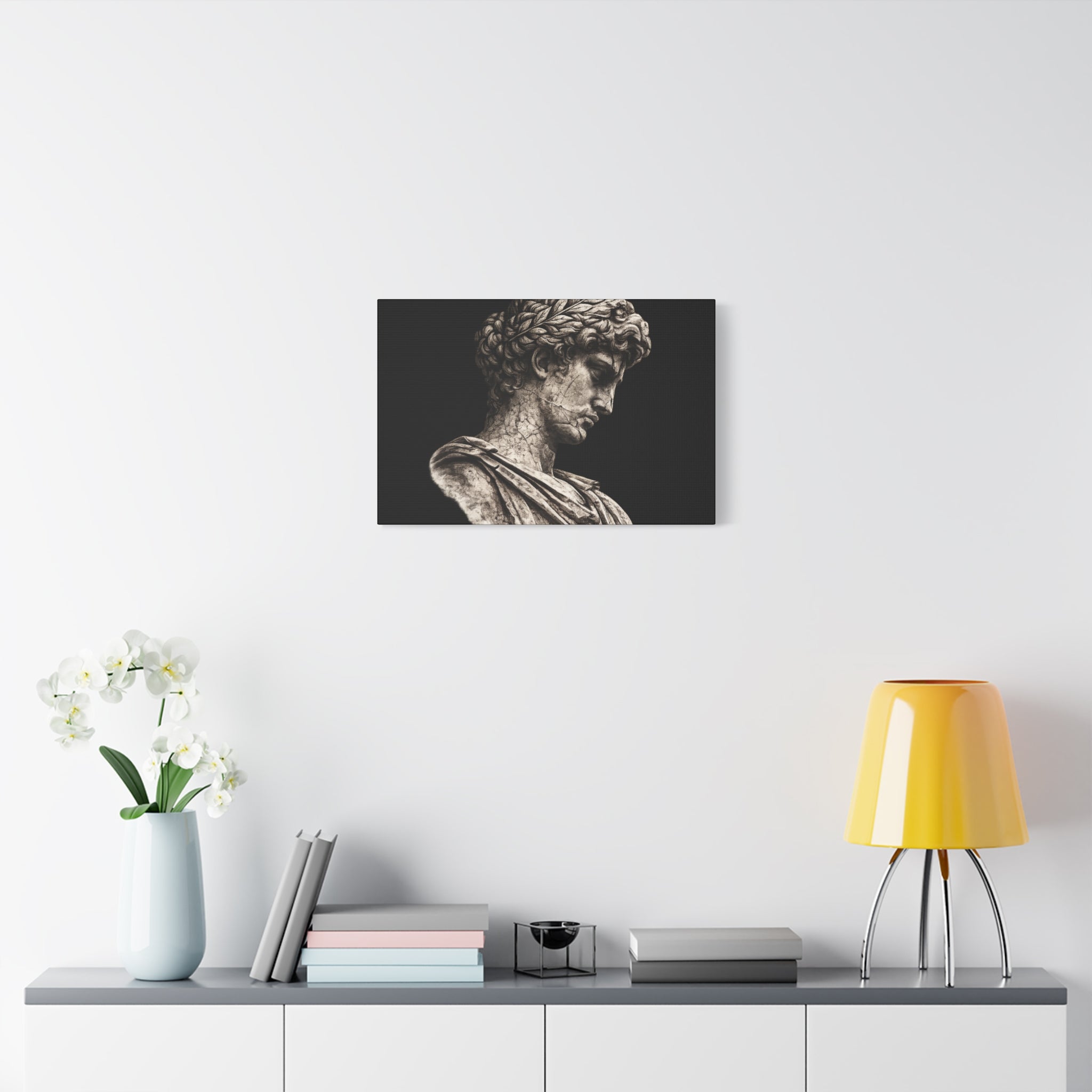 Classical Roman Bust Matte Canvas Wall Art — Stretched Gallery Canvas - Sculpted Heritage