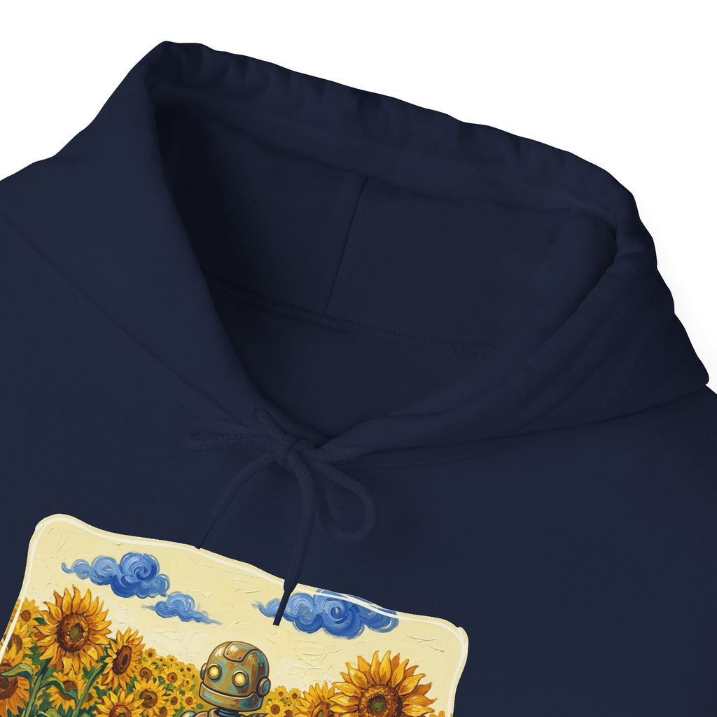 Heritage Hoodie — Vintage Robot in Sunflowers Graphic Sweatshirt - Sculpted Heritage