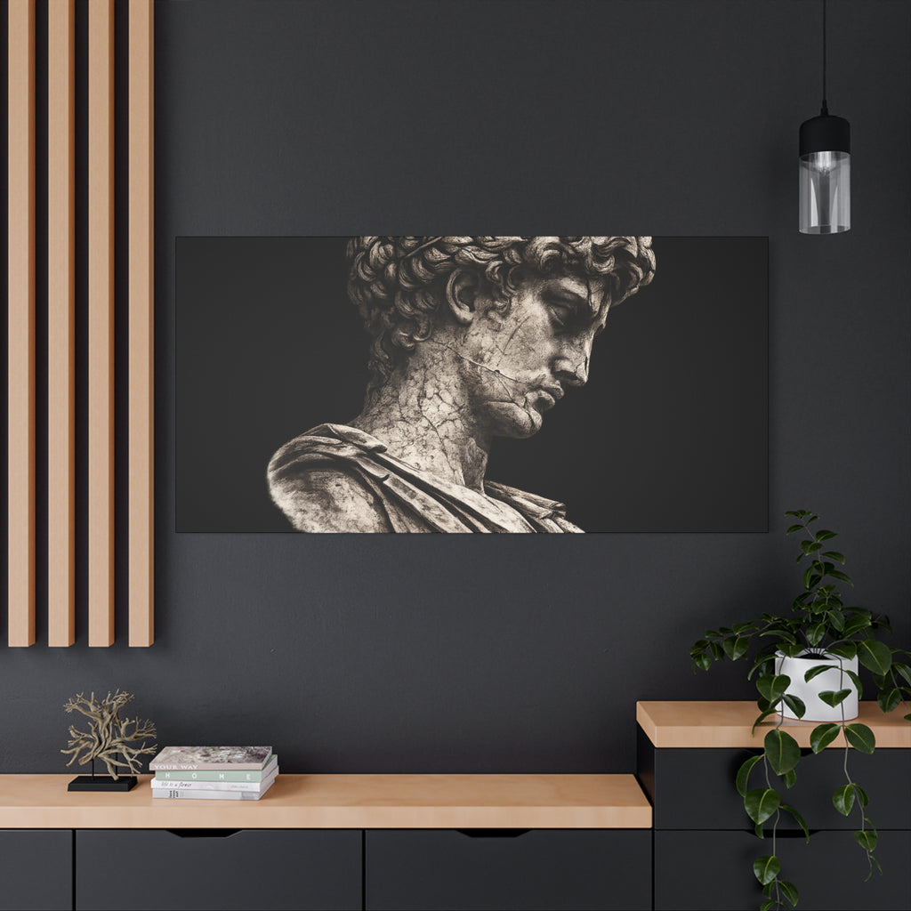 Classical Roman Bust Matte Canvas Wall Art — Stretched Gallery Canvas - Sculpted Heritage