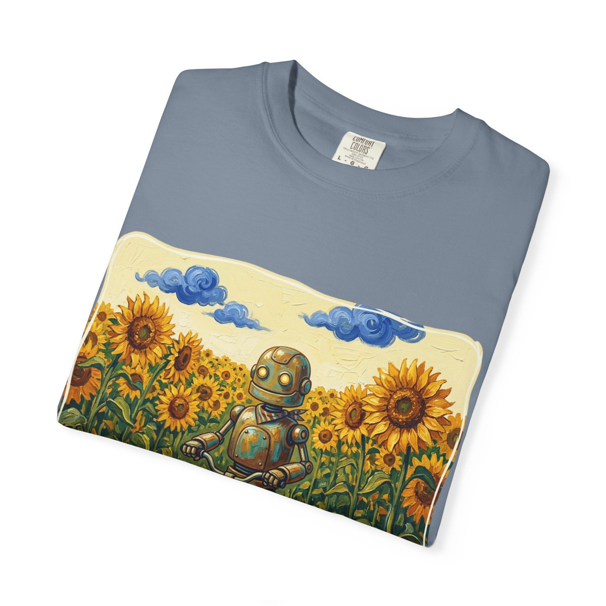 Sunflower Path Robot Biker T-Shirt - Sculpted Heritage