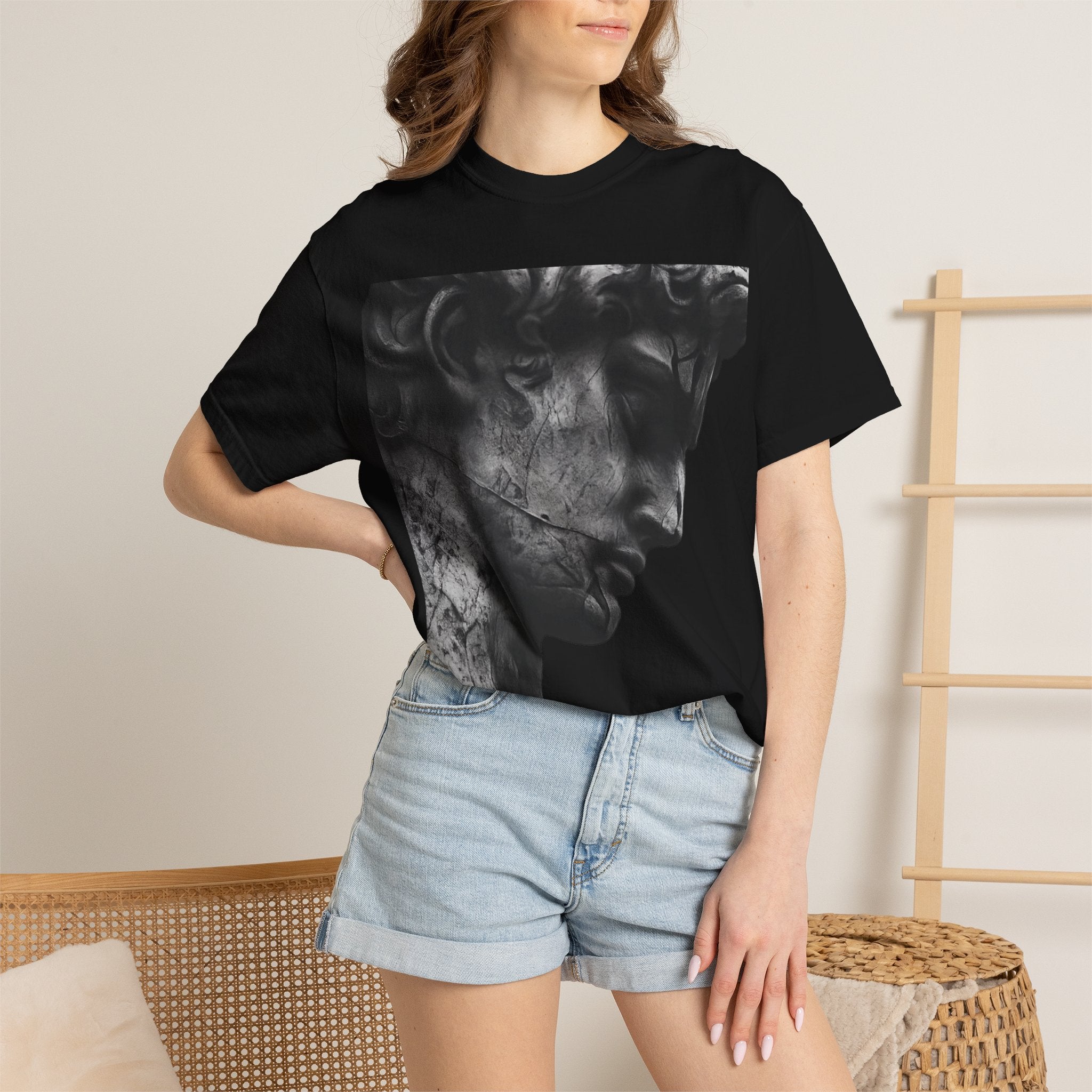 Classical Sculpture Profile T-Shirt — Vintage Monochrome Art Tee - Sculpted Heritage