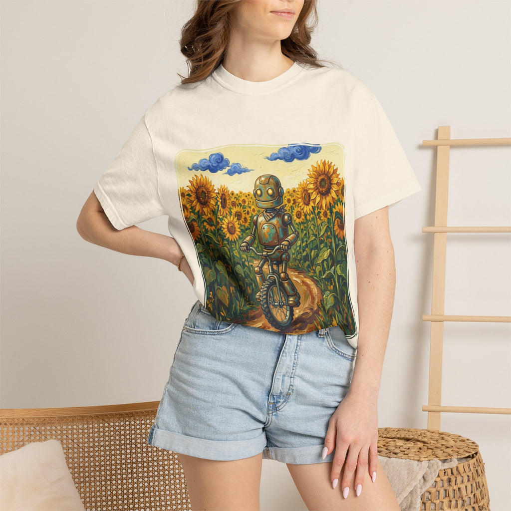 Sunflower Path Robot Biker T-Shirt - Sculpted Heritage