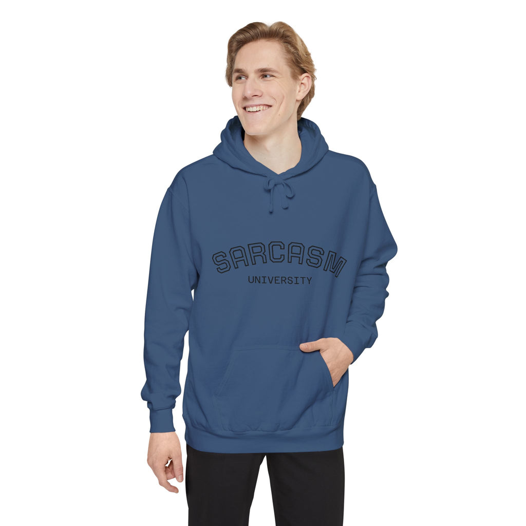 Sarcasm University Hoodie — Funny Collegiate Pullover - Sculpted Heritage