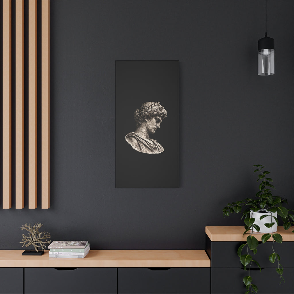 Classical Roman Bust Matte Canvas Wall Art — Stretched Gallery Canvas - Sculpted Heritage