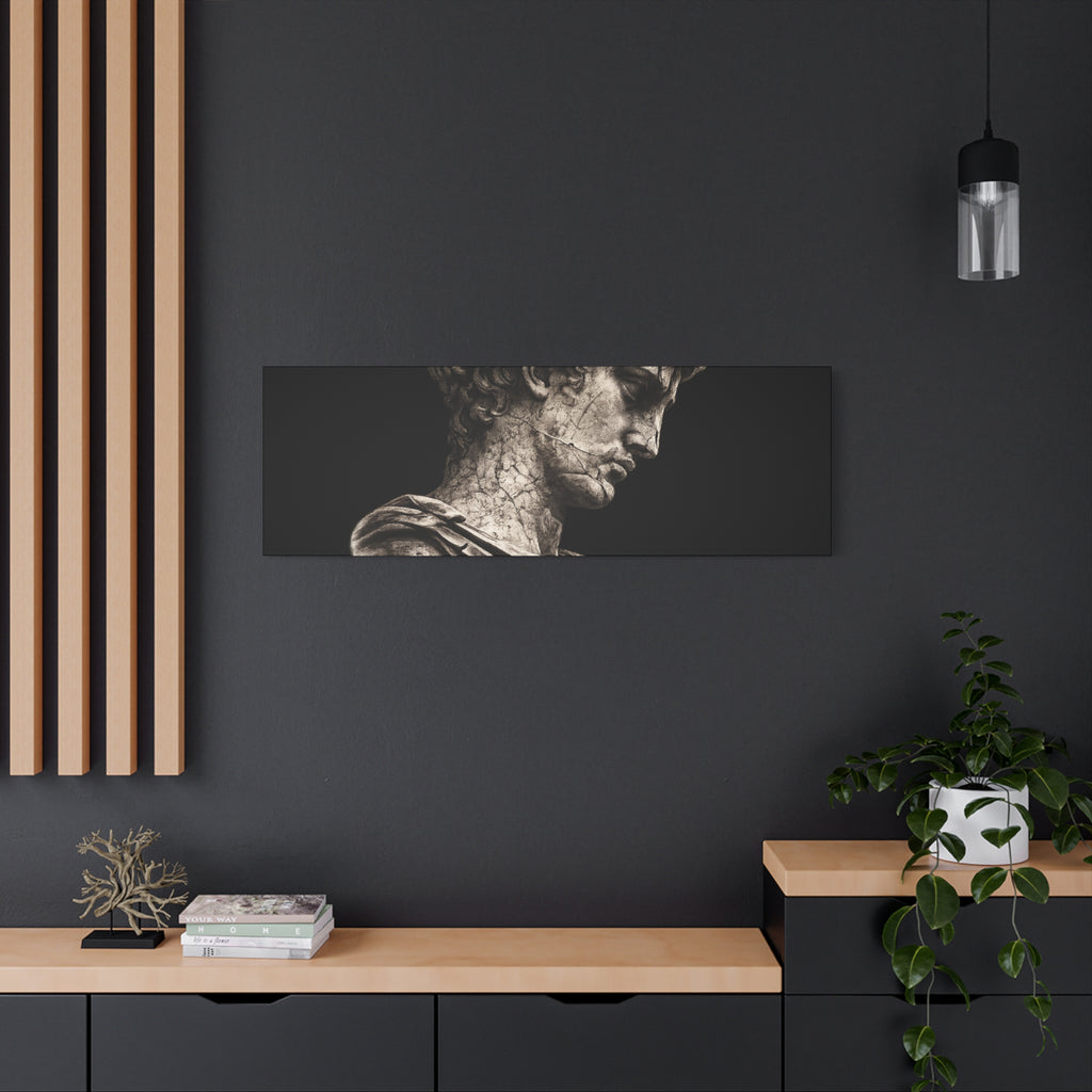 Classical Roman Bust Matte Canvas Wall Art — Stretched Gallery Canvas - Sculpted Heritage