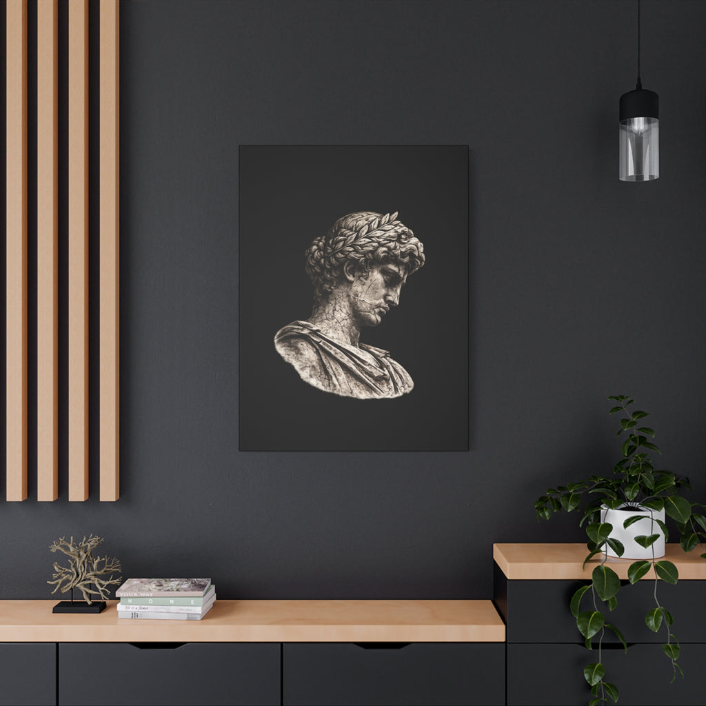 Classical Roman Bust Matte Canvas Wall Art — Stretched Gallery Canvas - Sculpted Heritage