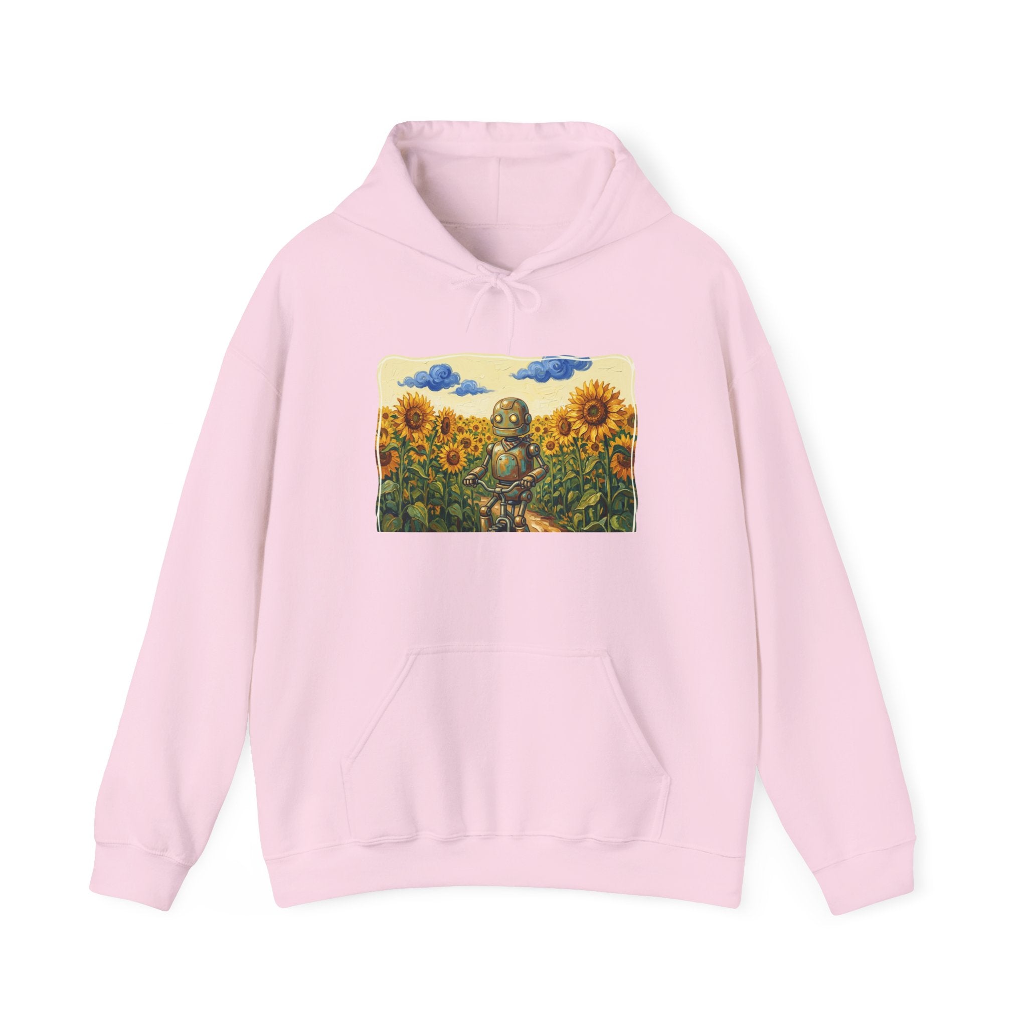 Heritage Hoodie — Vintage Robot in Sunflowers Graphic Sweatshirt - Sculpted Heritage