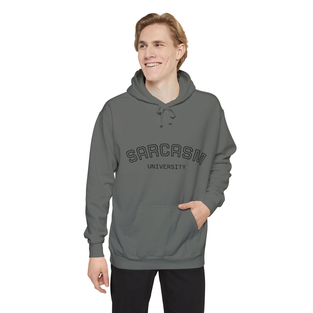 Sarcasm University Hoodie — Funny Collegiate Pullover - Sculpted Heritage