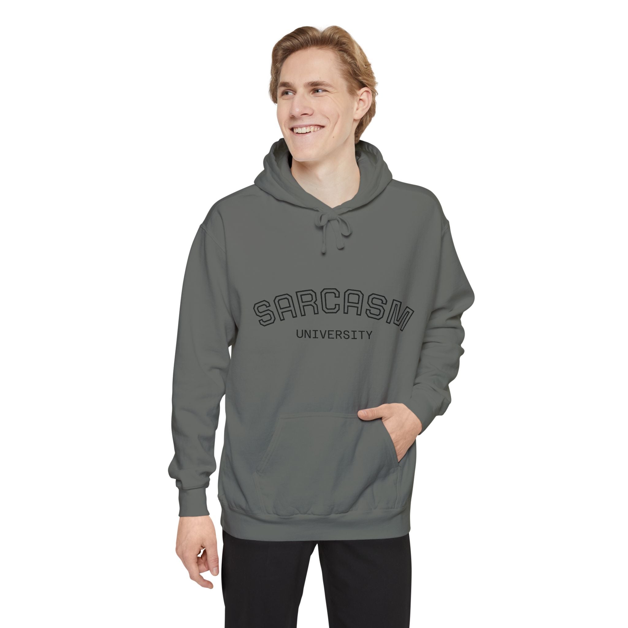 Sarcasm University Hoodie — Funny Collegiate Pullover - Sculpted Heritage