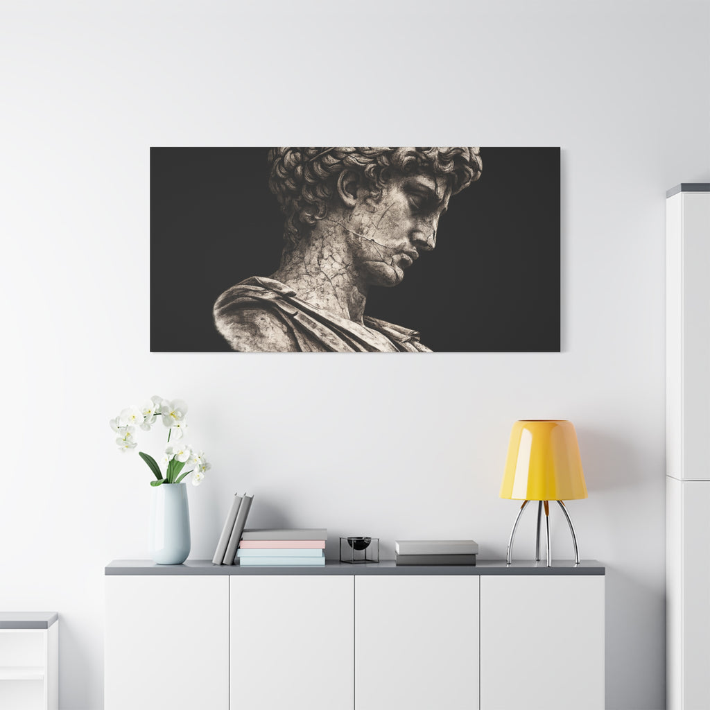 Classical Roman Bust Matte Canvas Wall Art — Stretched Gallery Canvas - Sculpted Heritage