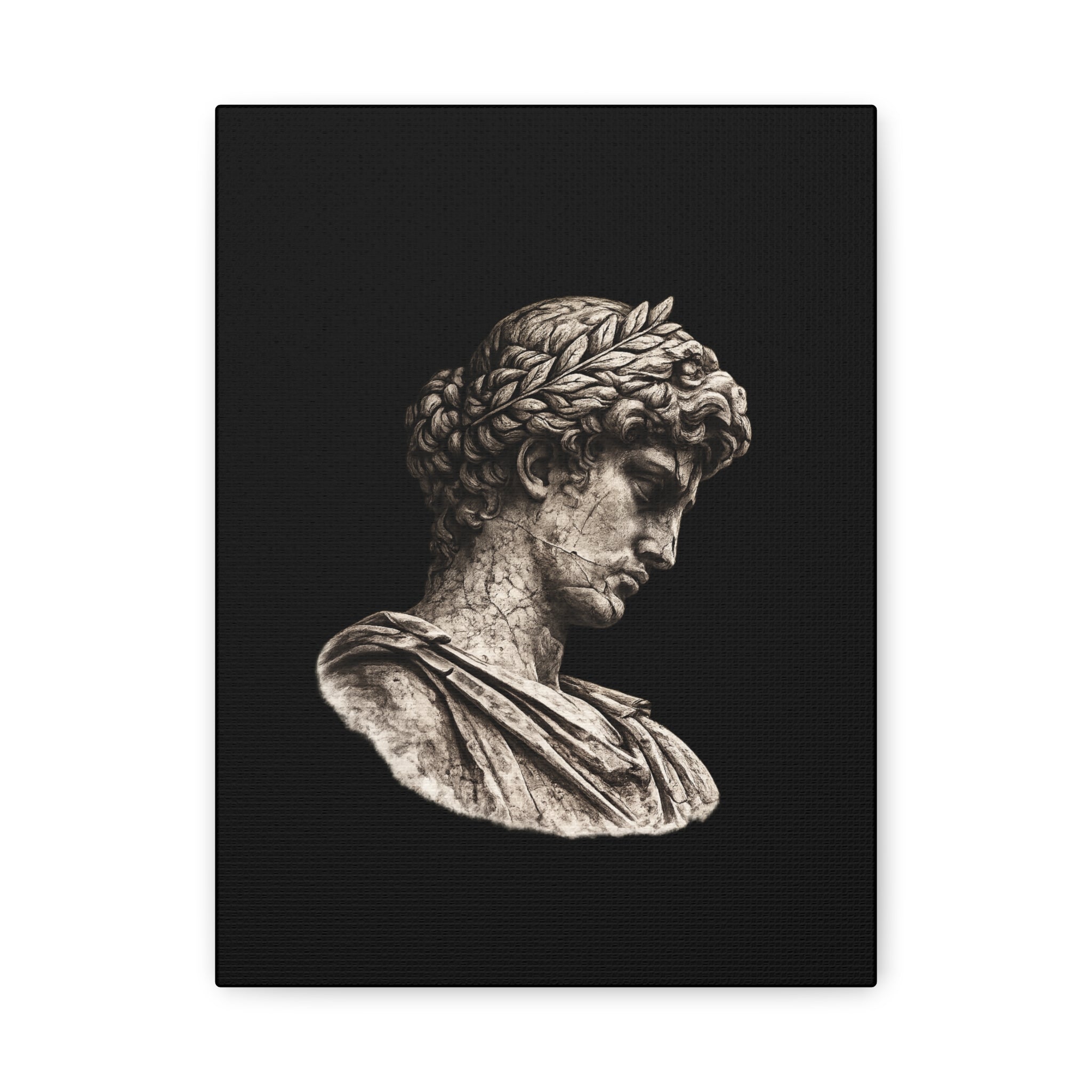 Classical Roman Bust Matte Canvas Wall Art — Stretched Gallery Canvas - Sculpted Heritage