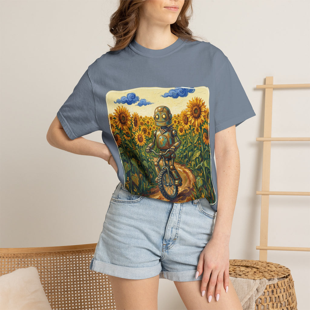 Sunflower Path Robot Biker T-Shirt - Sculpted Heritage