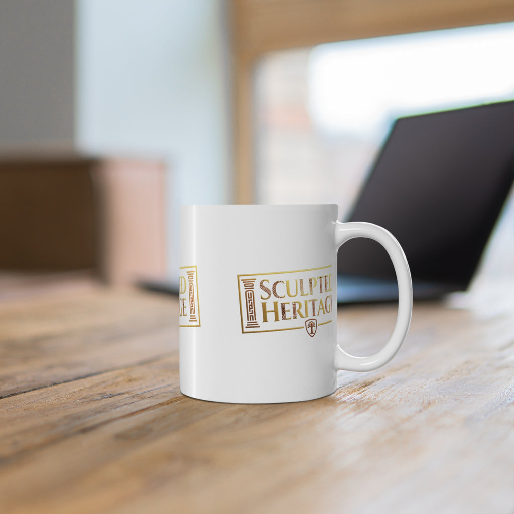 Sculpted Heritage 11oz Ceramic Mug — Vintage Gold Logo - Sculpted Heritage