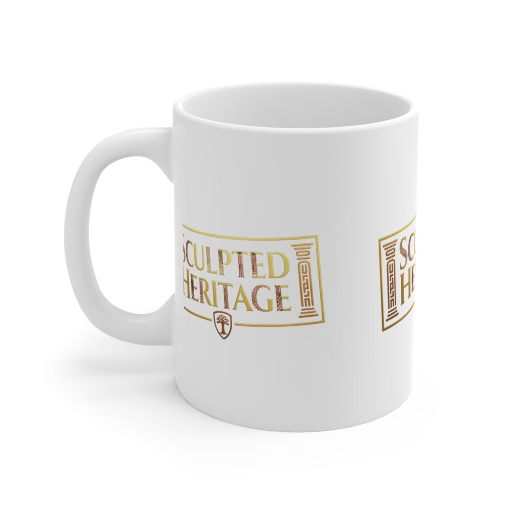 Sculpted Heritage 11oz Ceramic Mug — Vintage Gold Logo - Sculpted Heritage