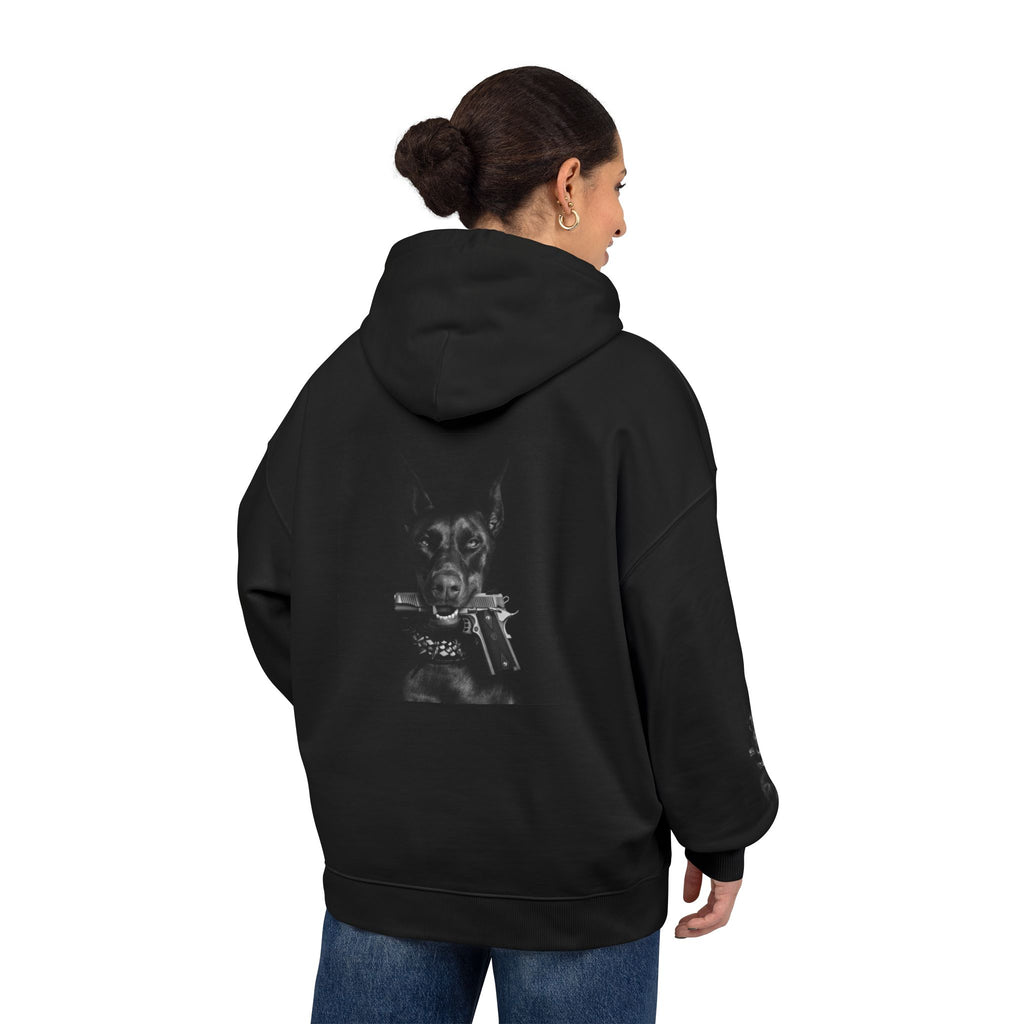 Moody Black Dog Photo Print Hoodie - Sculpted Heritage