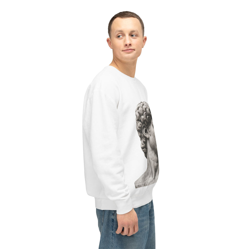 David Bust Crewneck Sweatshirt — Classical Sculpture Graphic Pullover - Sculpted Heritage