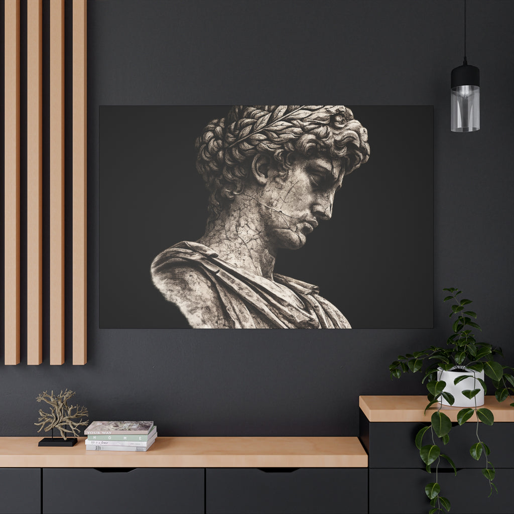 Classical Roman Bust Matte Canvas Wall Art — Stretched Gallery Canvas - Sculpted Heritage