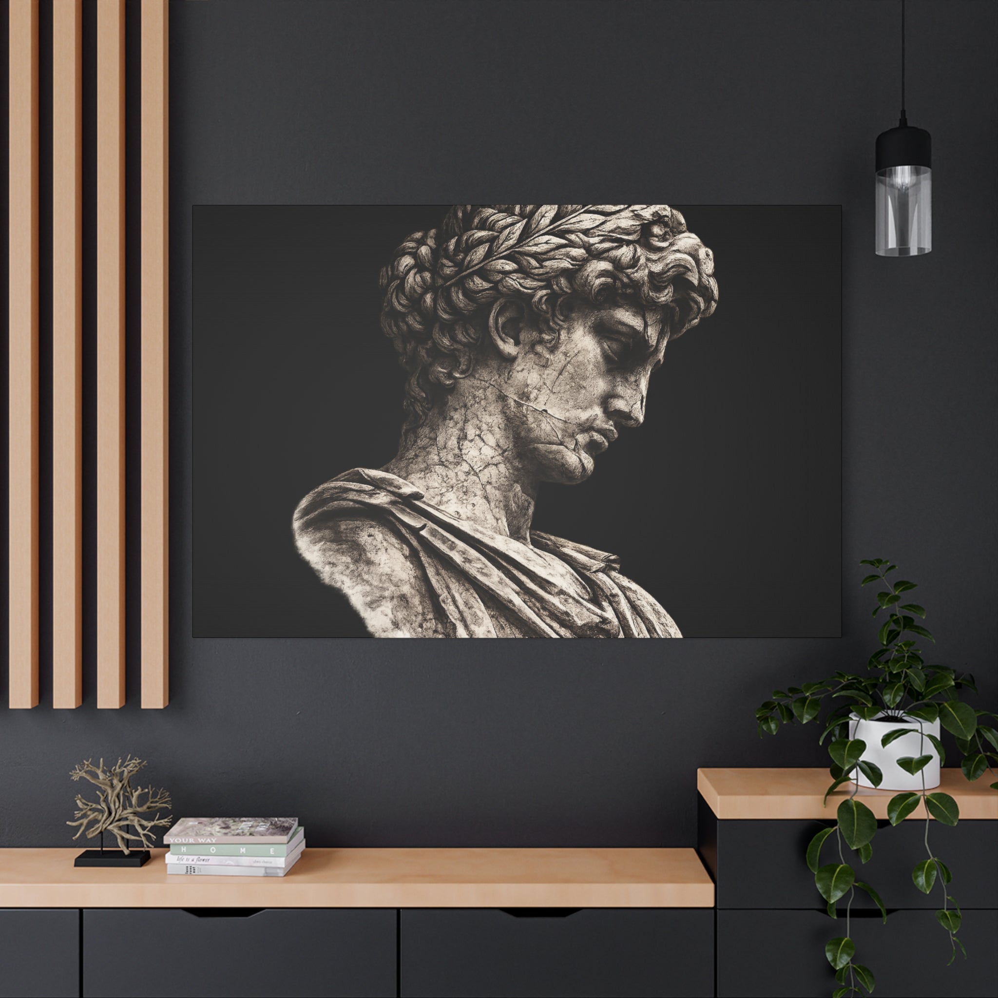 Classical Roman Bust Matte Canvas Wall Art — Stretched Gallery Canvas - Sculpted Heritage