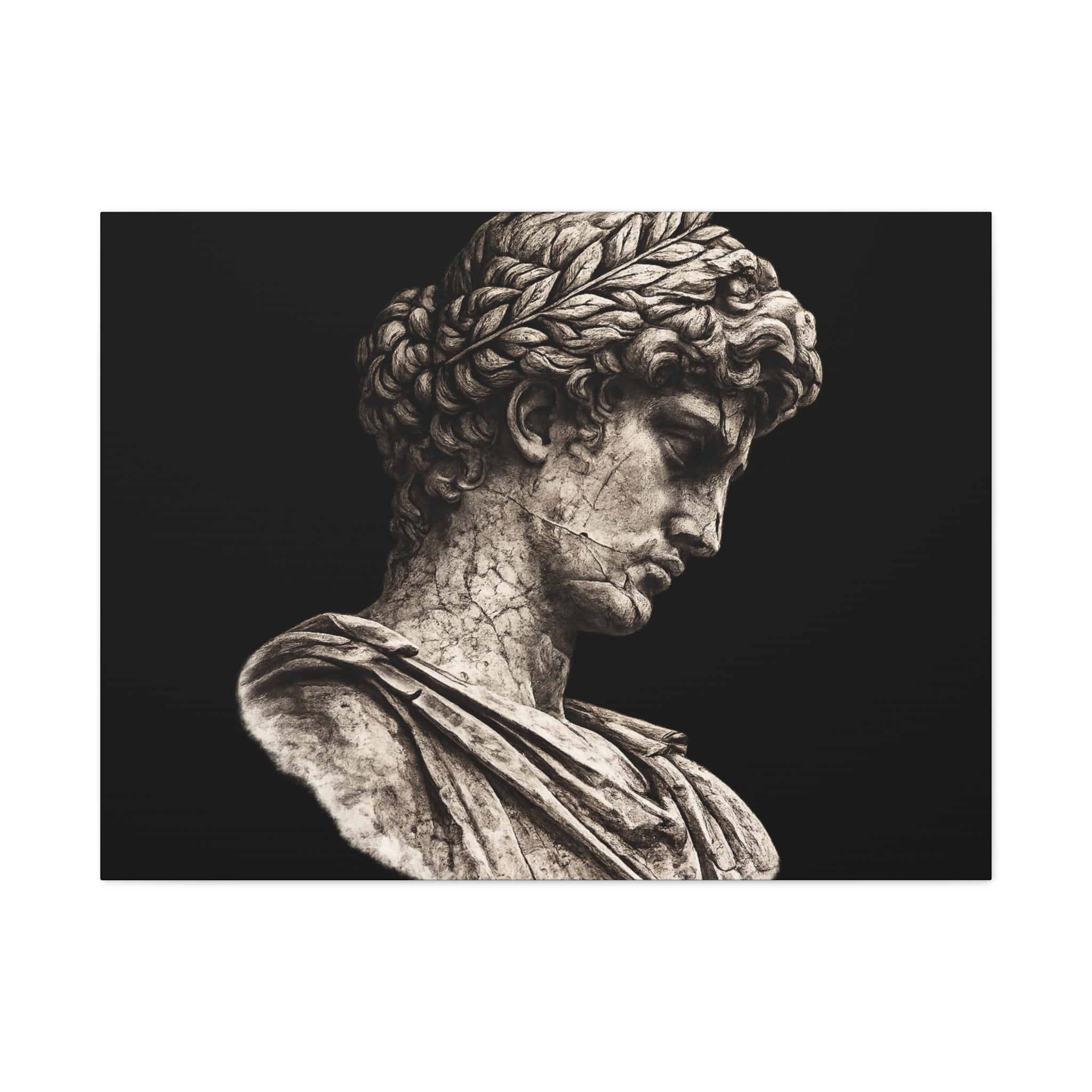 Classical Roman Bust Matte Canvas Wall Art — Stretched Gallery Canvas - Sculpted Heritage