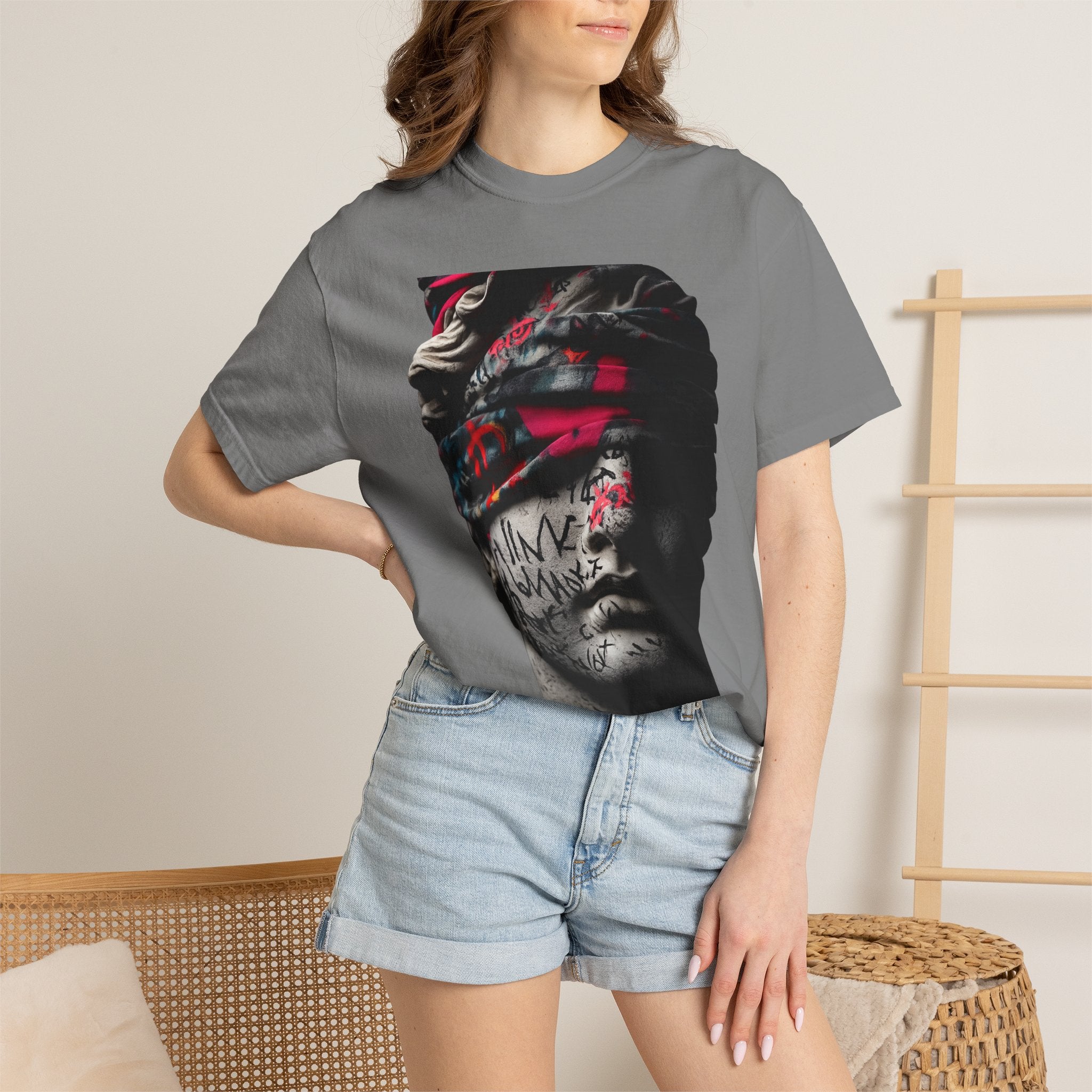 Sculpted Heritage T-Shirt — Street Art Blindfolded Bust Design - Sculpted Heritage