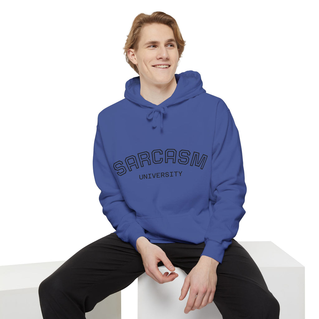 Sarcasm University Hoodie — Funny Collegiate Pullover - Sculpted Heritage