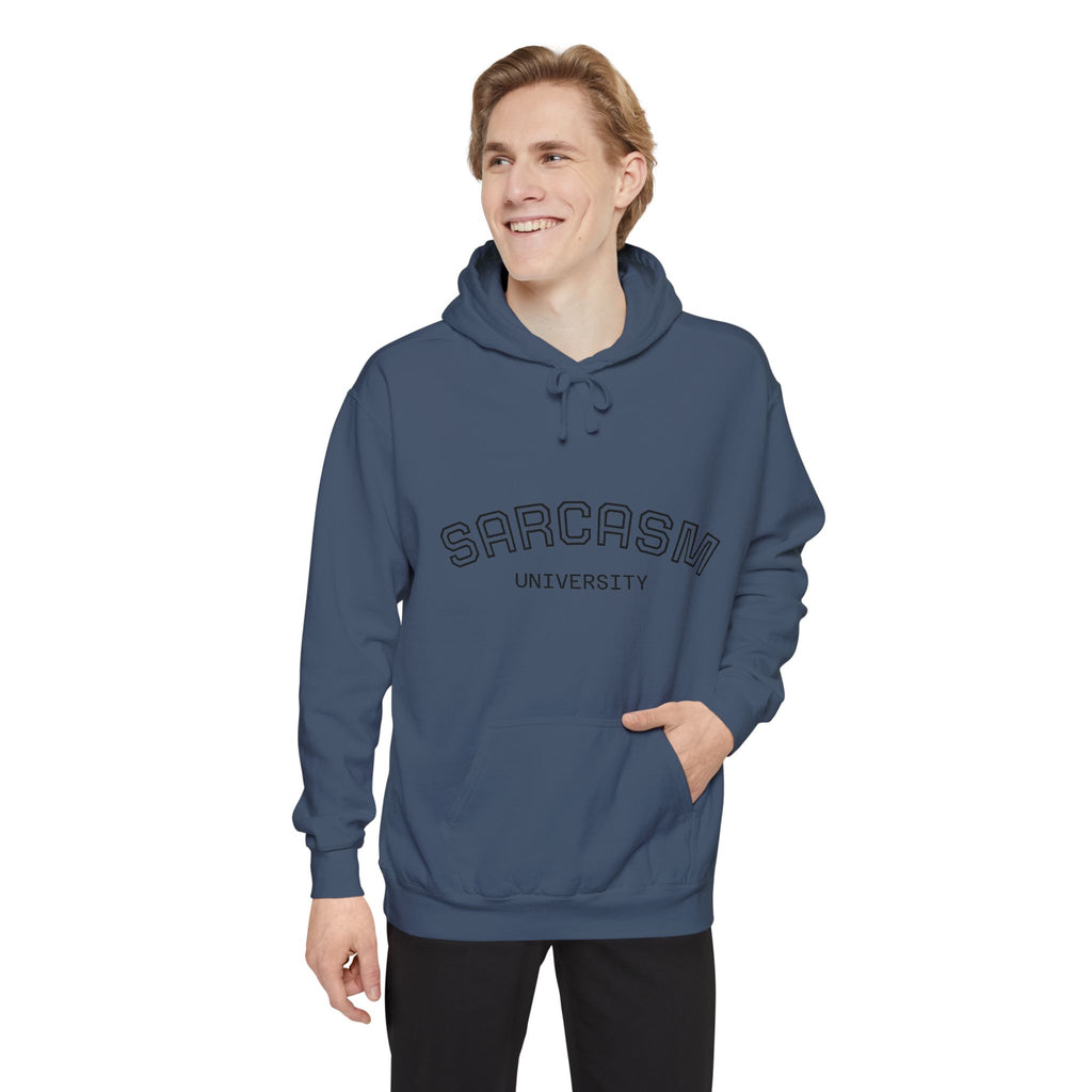 Sarcasm University Hoodie — Funny Collegiate Pullover - Sculpted Heritage