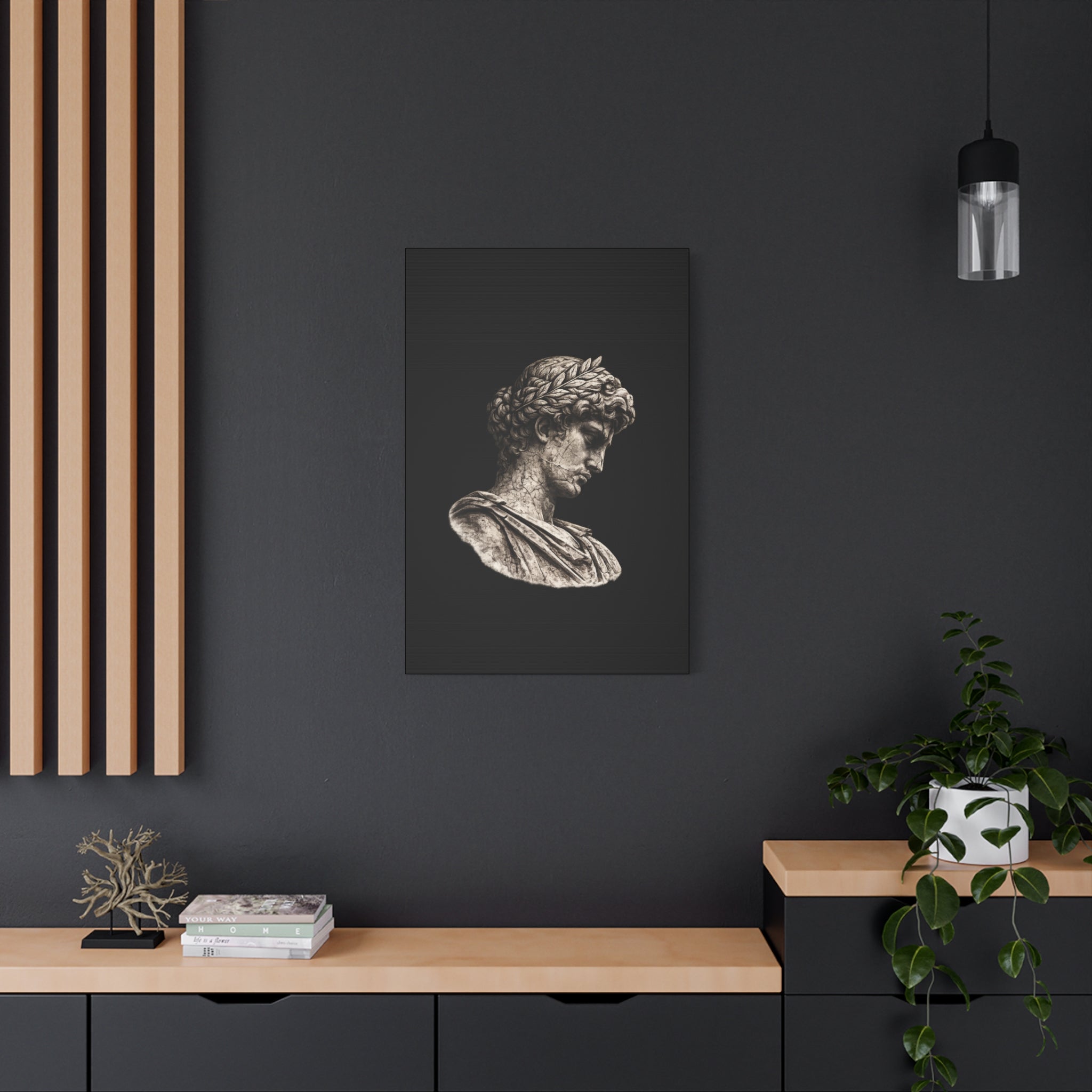 Classical Roman Bust Matte Canvas Wall Art — Stretched Gallery Canvas - Sculpted Heritage