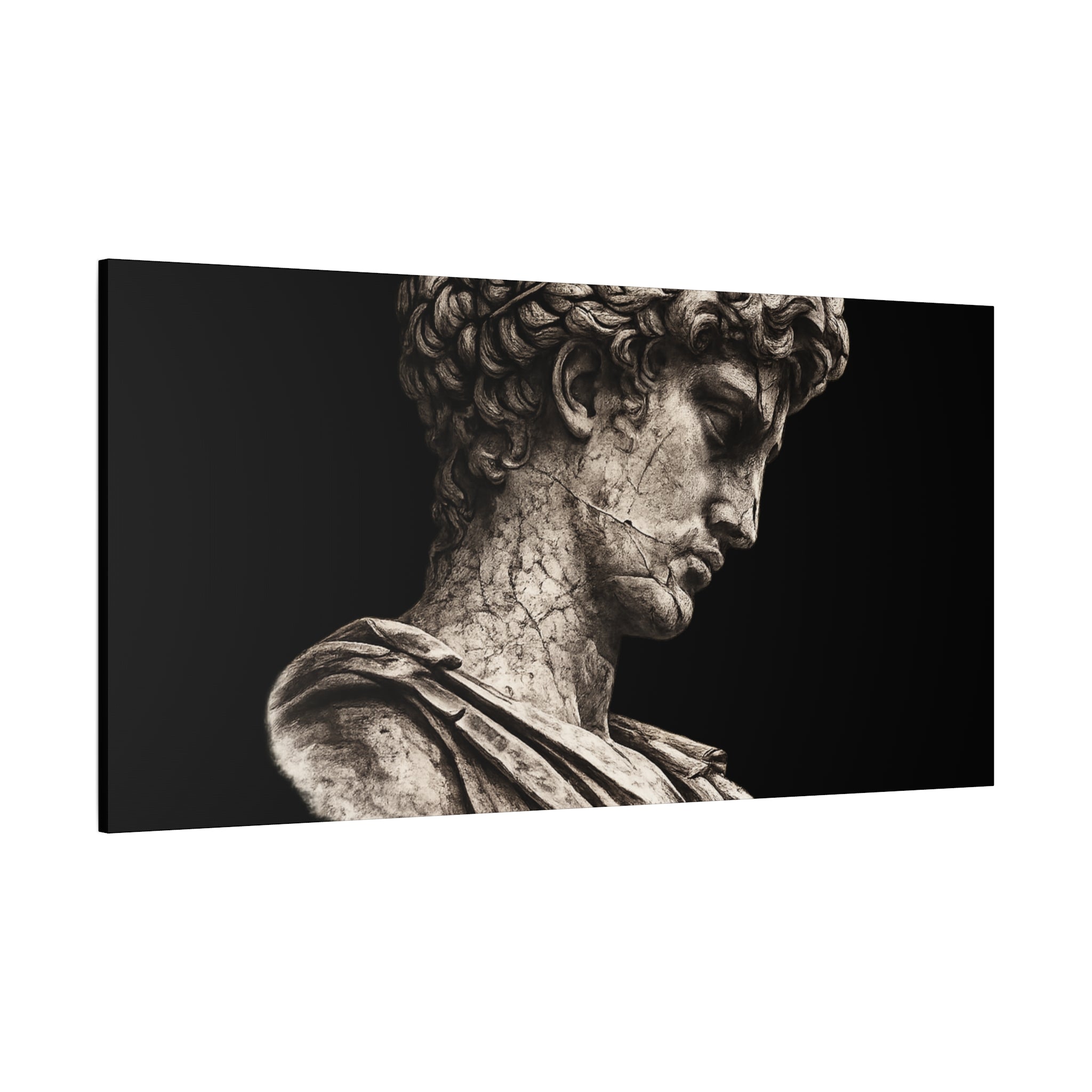 Classical Roman Bust Matte Canvas Wall Art — Stretched Gallery Canvas - Sculpted Heritage