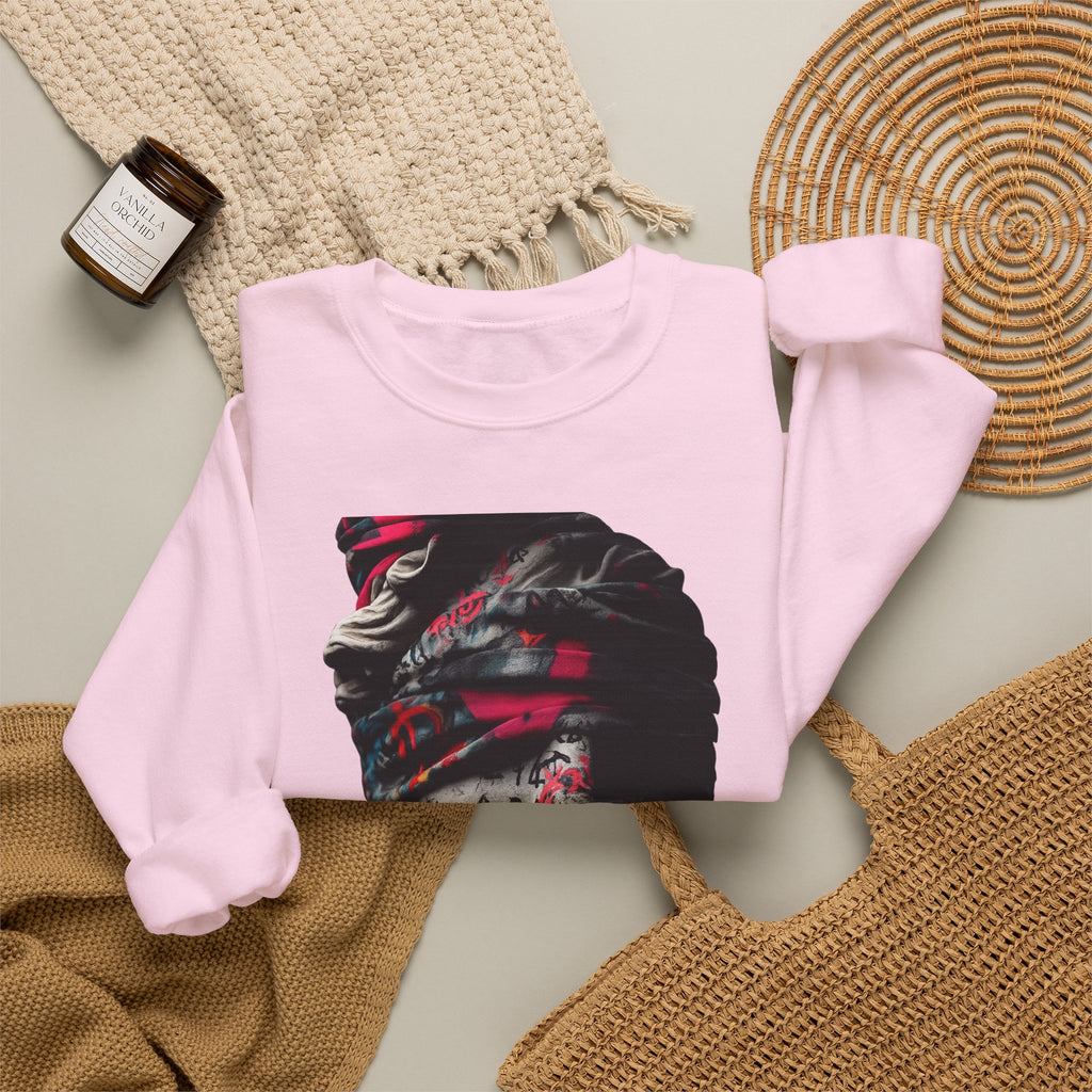 Graffiti Roman Bust Crewneck Sweatshirt — Statue Head Urban Art Graphic - Sculpted Heritage