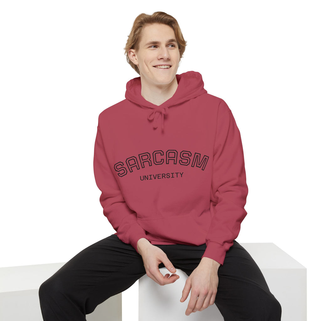 Sarcasm University Hoodie — Funny Collegiate Pullover - Sculpted Heritage