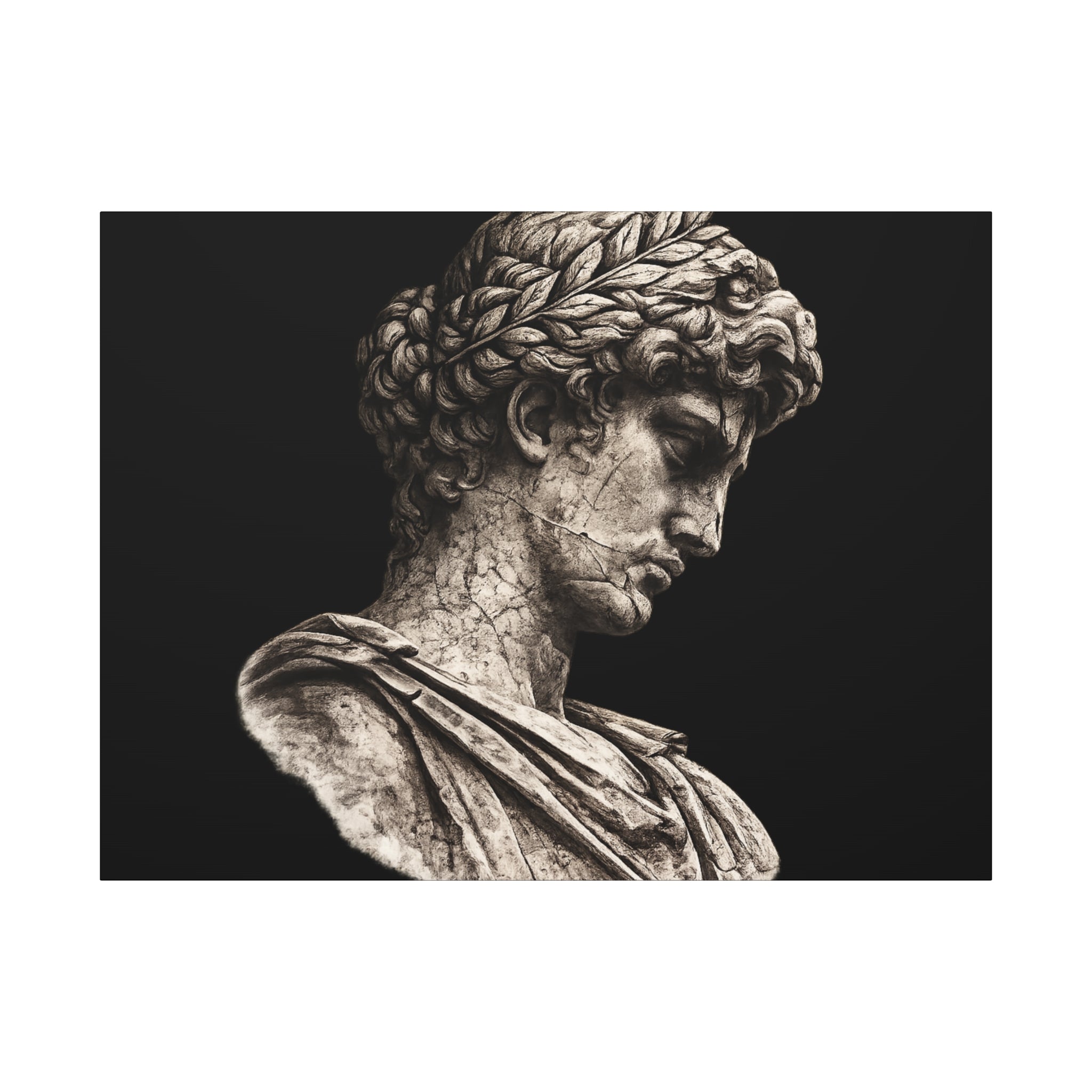 Classical Roman Bust Matte Canvas Wall Art — Stretched Gallery Canvas - Sculpted Heritage