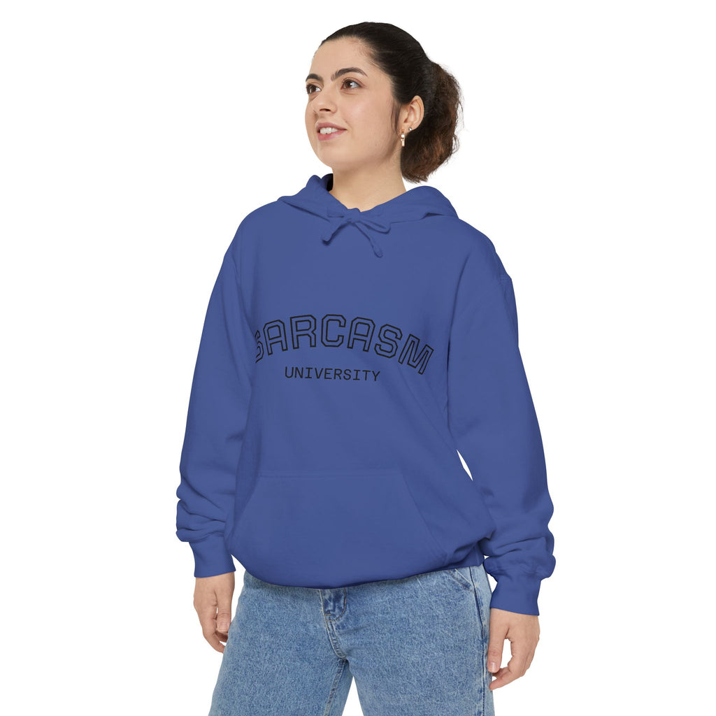 Sarcasm University Hoodie — Funny Collegiate Pullover - Sculpted Heritage
