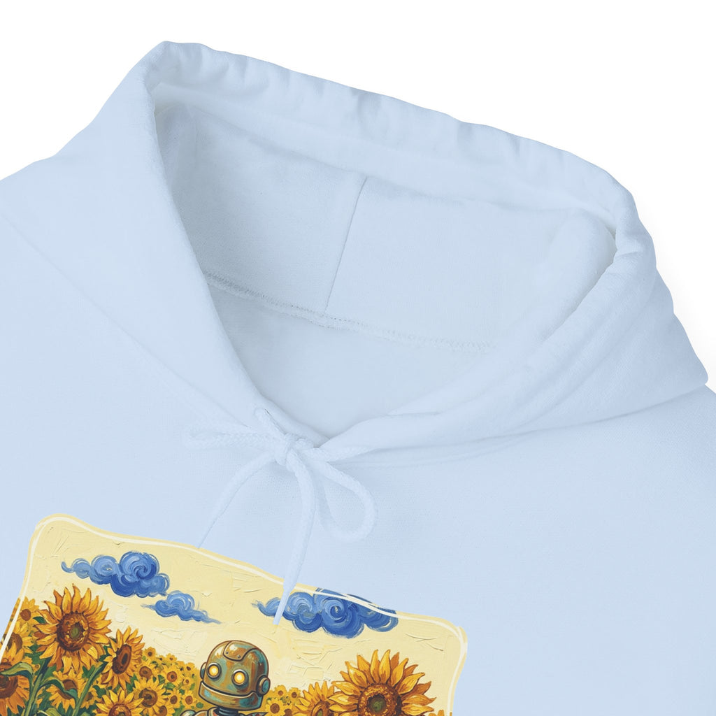 Heritage Hoodie — Vintage Robot in Sunflowers Graphic Sweatshirt - Sculpted Heritage