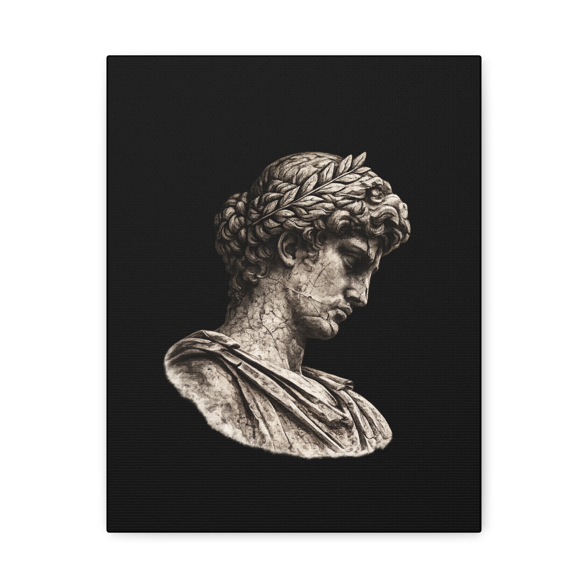Classical Roman Bust Matte Canvas Wall Art — Stretched Gallery Canvas - Sculpted Heritage