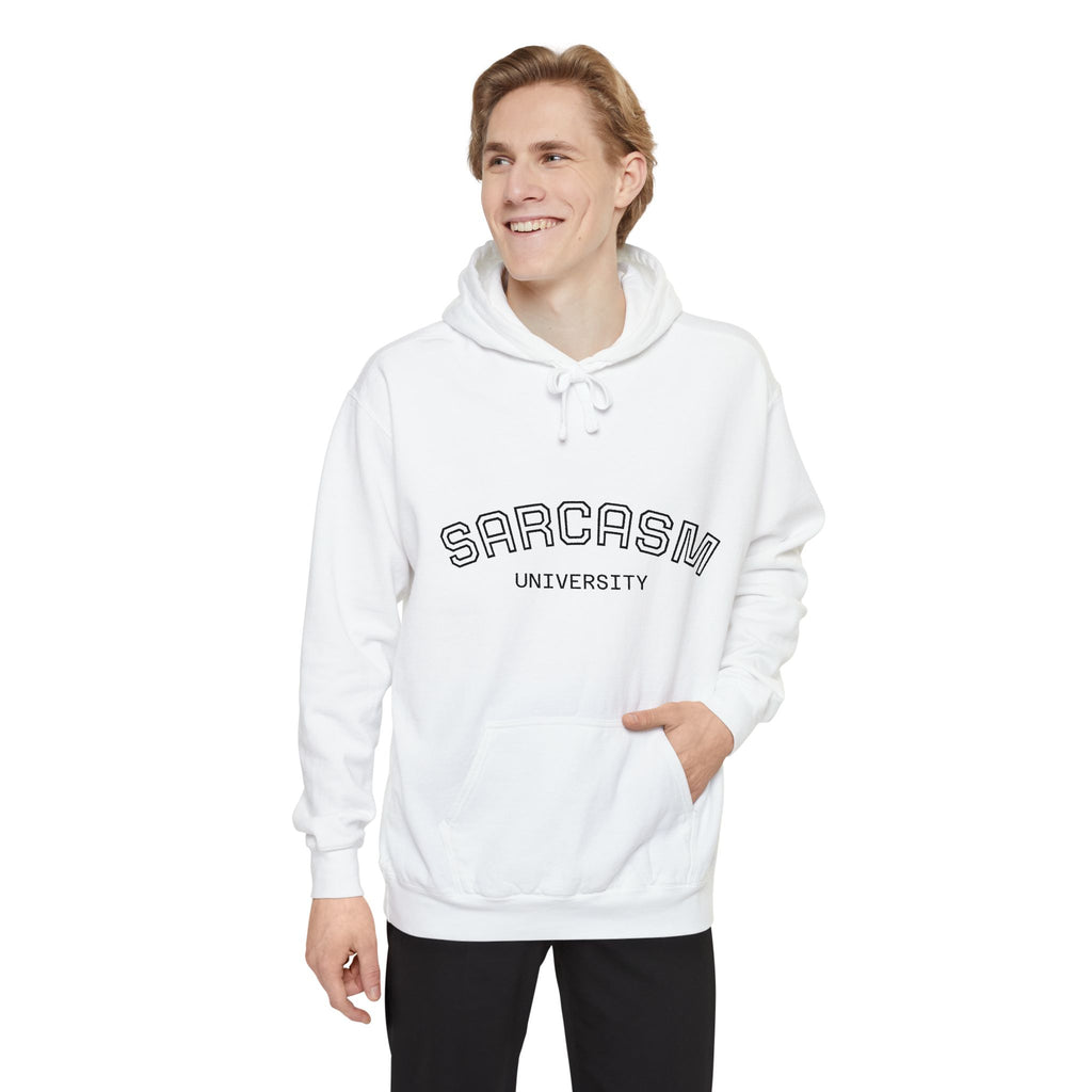 Sarcasm University Hoodie — Funny Collegiate Pullover - Sculpted Heritage
